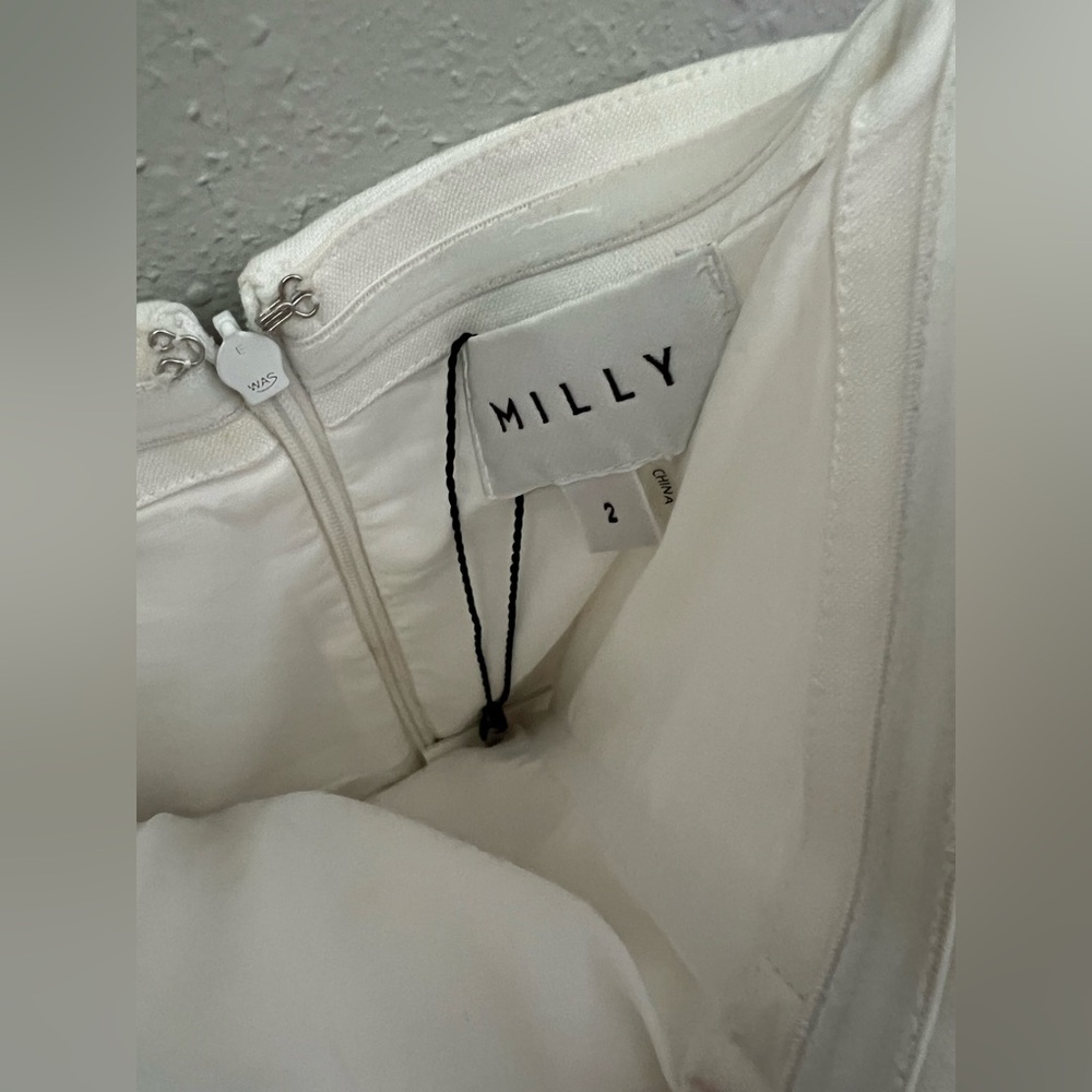 Milly Asymmetric Linen Blend Midi Dress in Jab White Size 2 New - Picture 10 of 14